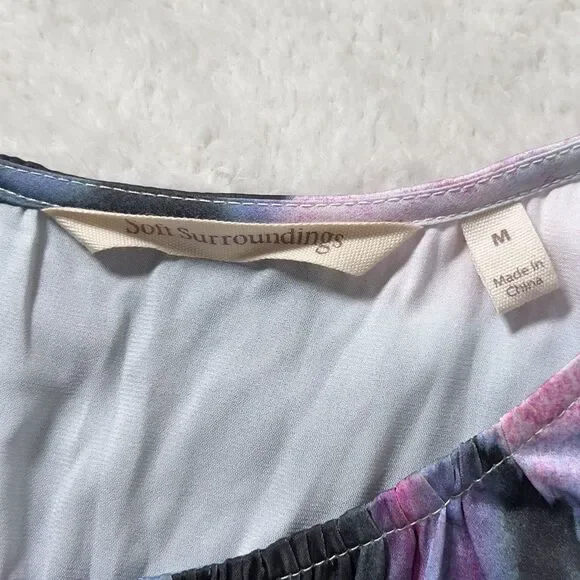 Soft Surroundings Abelia Midi Dress Sz M Abstract Print Cap Sleeves - Picture 8 of 12